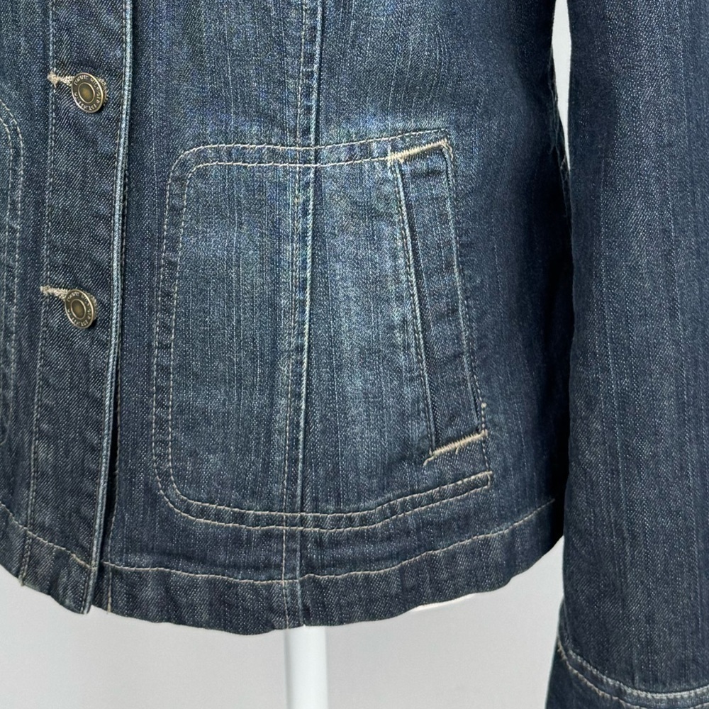Tommy Hilfiger Denim Jacket Blue Jean Jacket Dark Rinse Slim Fit Stretch Medium - Picture 5 of 11